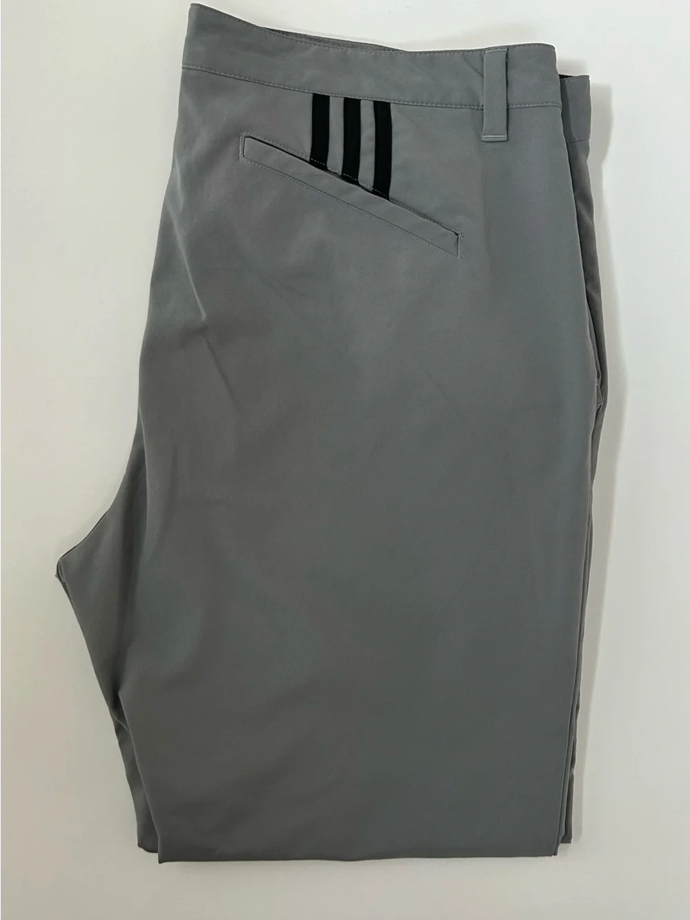 adidas Men's Flat Front Performance Pants - Gray with Black Trim